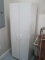 White Laminate 2 Door Cabinet & Grey Metal 4 Tier Wire Rack