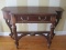 Lane Console Table w/ Dovetail Drawer & Ornate Pulls on Reed Column Legs