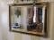 French Inspired Black Lacquer/Gilded Framed Beveled Mirror Embellished