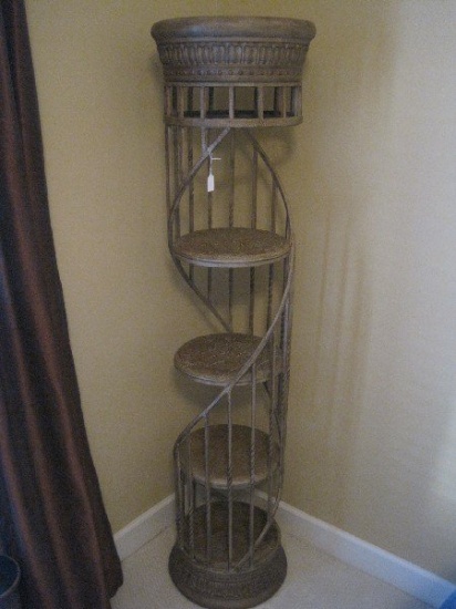 Spiral Staircase Design Étagère w/ Ornately Embellished Top