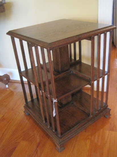 Edwardian Style Oak Dark Stain Bookcase Side Table