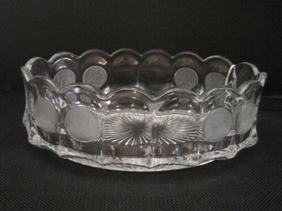 Fostoria Coin Pattern oval Bowl w/ Scalloped Edge