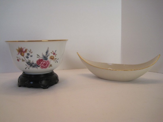 Lenox China Dish Gold Trim & American Heirloom Porcelain Bowl
