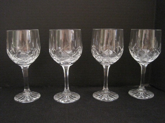 4 Crystal Wine Stems Diamond Pattern