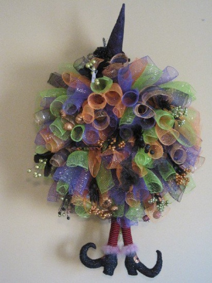 Halloween Wreath w/ Witches' Hat & Legs