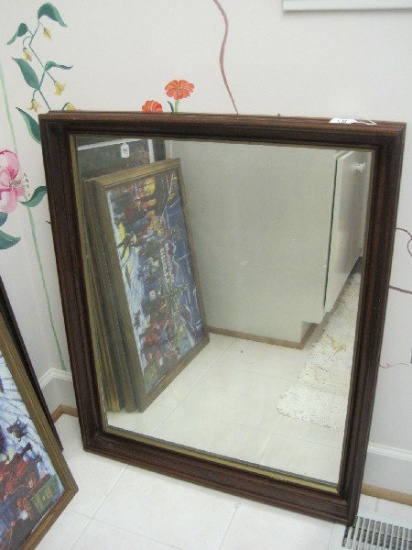 Mahogany Framed Mirror Gilt Trim