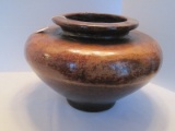 Plaster Brown Glaze Vessel Primitive Design