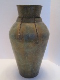 Metal Vase w/ Tassel Accent Verdigris Patina