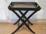 Folding Butler Tray Table Black Lacquer Finish