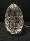 Polonia Crystal Egg Shape Paperweight Vertical/Geometric Block Pattern Made in Poland