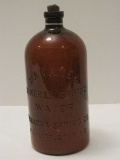 Vintage Panacea Mineral Spring Water Amber Bottle w/ Cork Littleton, N.C.