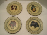 4 Raymond Waites Designed for Toyo Trading. Co. Semi-Porcelain Plates Various Fruit Patterns