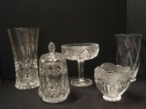 Lot - Crystal Covered Candy Dish Diamond Pattern 7