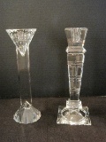 2 Crystal Contemporary Design Candle Sticks