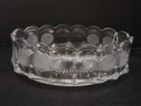 Fostoria Coin Pattern oval Bowl w/ Scalloped Edge