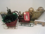 Lot - Decorative Christmas Sleighs