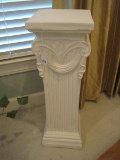 Plaster Grecian Style Column Plant Stand w/ Relief Swag Design