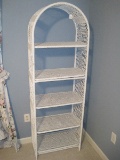 White Wicker Bookcase w/ Dome Top