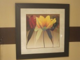 Colorful Tulips Print Dark Wood Grain Finish Frame/Matt