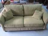 Bassett Furniture Sleeper Sofa Brown Stripe Upholstery, Rolled Arms