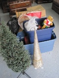 Christmas Lot - Ornaments, Nativity, 2 Trees, Etc.