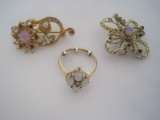 Lot - 2 Opal Brooches & Ring