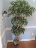 6' Topiary Silk Tree in French Inspired Bronze Patina Planter w/ Lion Heads & Paw Feet