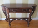 Lane Console Table w/ Dovetail Drawer & Ornate Pulls on Reed Column Legs