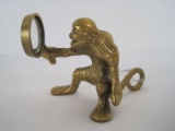Whimsical Brass Figural Monkey Holding Mirror