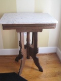 East Lake Walnut Parlor Table w/ Marble Top Traditional Design