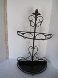 Wrought Iron Half Circle Umbrella Stand w/ Drip Tray