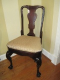 Mahogany Urn Splat Back Chair, Upholstered Seat, Ball & Claw Feet