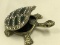 Metal Turtle Trinket Dish w/ Rhinestone Inlay