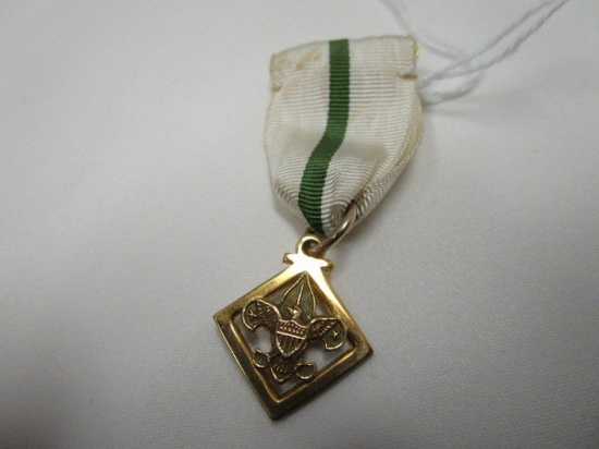 Vintage BSA Medal w/ Cream Green Stripe Ribbon