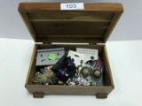 Lot - 14 Large Novelty Costume Earrings in Wood Box