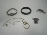 Lot - Monet Necklace, Frog Pin, Sarah Coventry Watch Heart Motif