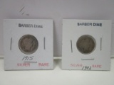 1902 & 1915 Silver Barber Dimes