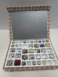 Gingham Case w/ Costume Earrings & Jewelry Parts