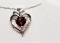 Lot - Sterling Silver Garnet Heart Shaped Necklace