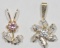 Lot - 2 10kt Yellow Gold Cubic Zirconia Flower Shaped Pendants