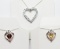 3 Sterling Silver Garnet, Citrine and Topaz Heart Shaped Necklaces