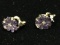 Gold Tone Purple Floral Earrings