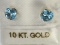 10kt Yellow Gold Blue Topaz Earrings