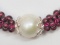 Sterling Silver Garnet and Freshwater Pearl Flexible Bracelet