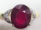 Sterling Silver Gold Plated Ruby & Cubic Zirconia Ring