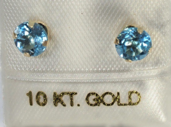 10kt Yellow Gold Blue Topaz Earrings