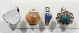 Lot - 4 Sterling Silver Rings with Assorted Gemstones