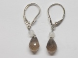 Sterling Silver Smokey Quartz Earrings 4cts