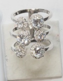 Sterling Silver Set 3 Tier Ring Cubic Zirconia