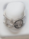 Double G Ring Sterling Silver Cubic Zirconia